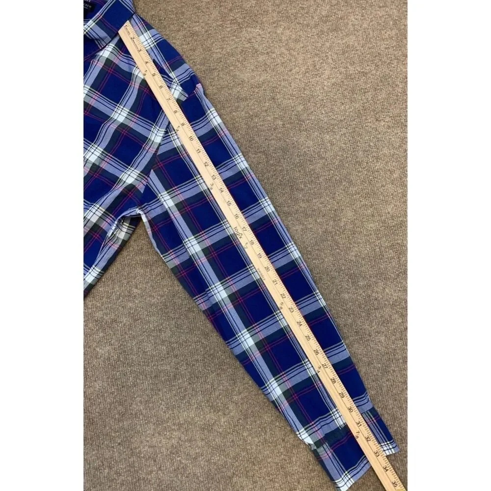 J Crew Shirt Mens XL Tartan Plaid Long Sleeve Blue Button Down Preppy Cotton